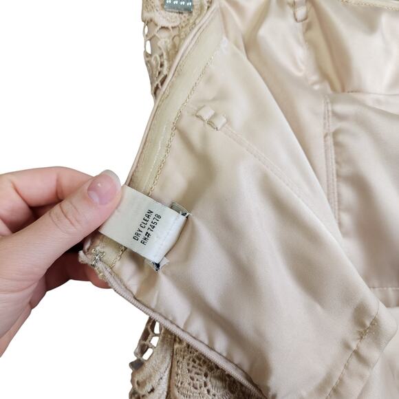 Cache Womens Vintage Gold Lace Strapless Dress Size 8 Floral Lace Mini Cocktail - Picture 10 of 13